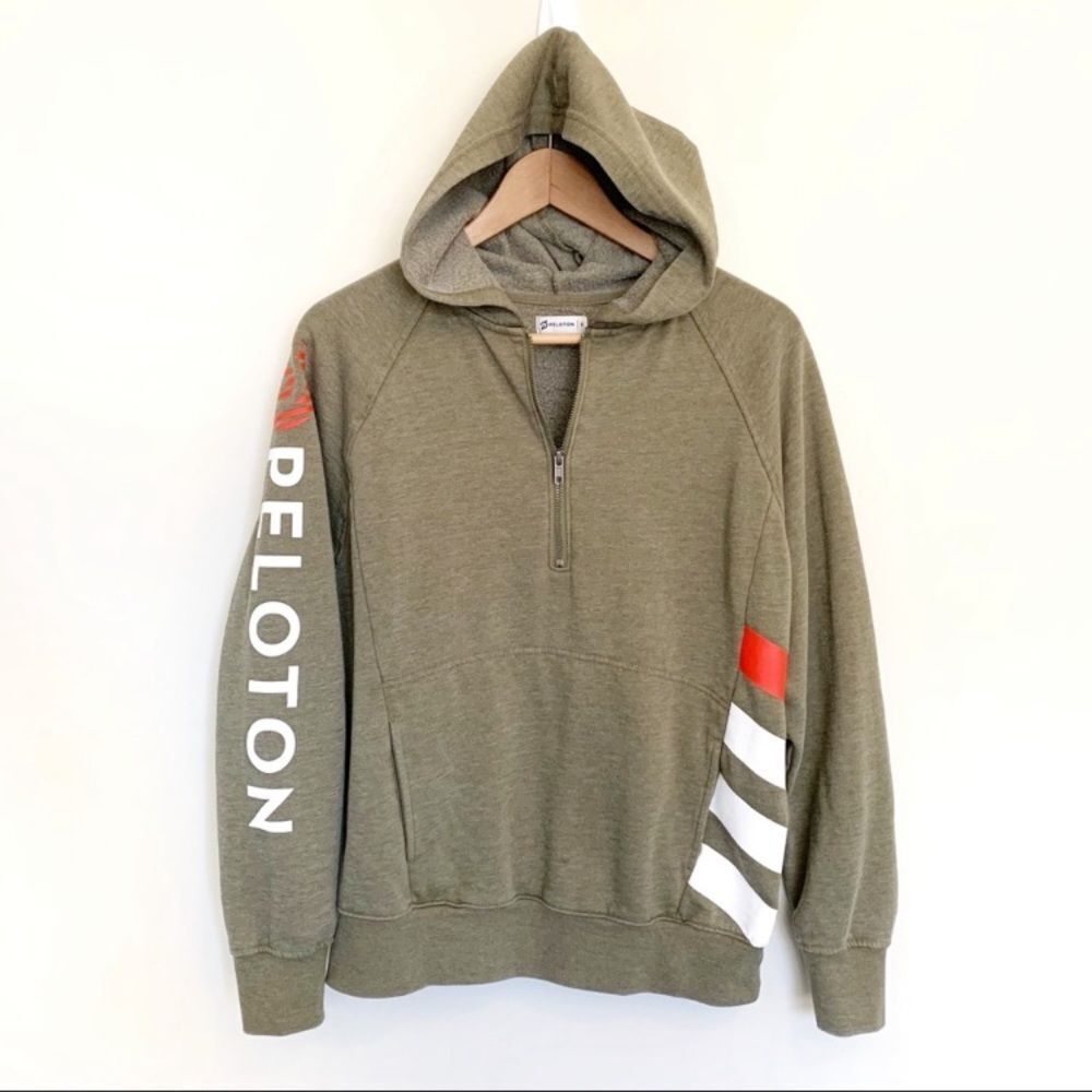Peloton Half Zip Hooded Green Sweatshirt - Small